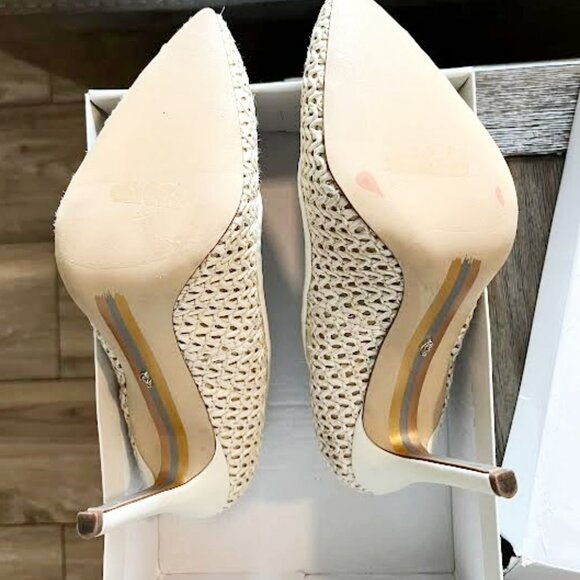 Sam Edelman Women's Pointed Toe-Pumps Cream/Weave - Picture 6 of 8